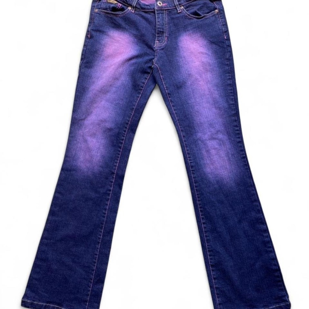 Southpole Jeans VTG Y2K Womens 9 Purple Fade Pink Stitching Flare Denim Pants